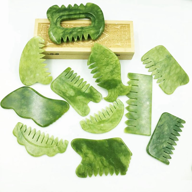 Jade Gua Sha Tool - Raspador Gouache de piedra Natural, peine