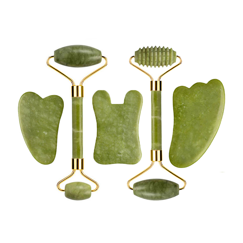 Jade Gua Sha Tool - Rodillo de Jade Natural, juego de