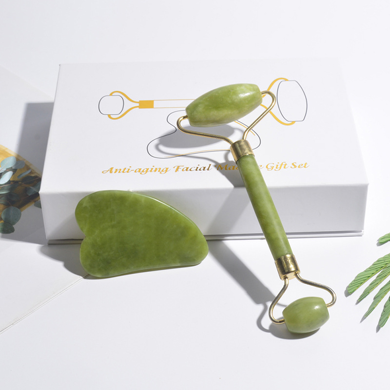 Jade Gua Sha Tool - Rodillo Facial de Jade Natural, Gua