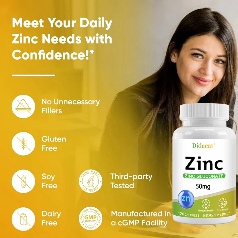 Zinc 50 Mg - con gluconato de  - Health With Wellness reseña y precio